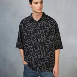 Bewakoof Black Loose Fit Printed Shirt-image-71