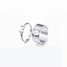 J.S ENTERPRISES Unisex Set Of 2 Stainless Steel Butterfly Finger Rings-image-98