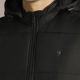 Louis Philippe Black Regular Fit Hooded Jacket image 4