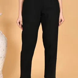 SKYTICK Women Cotton High-Rise Relaxed Regular Fit Pleated Trousers-image-48