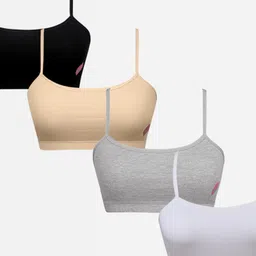 SillySally Pack Of 4  Non Padded Non Wired Training Bra  -Multi Colour-picture-19