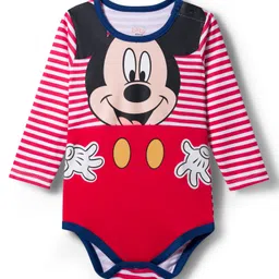 Babyhug Disney Interlock Knit Full Sleeves Striped Onesie with Mickey Mouse Graphic - Multicolor-picture-20