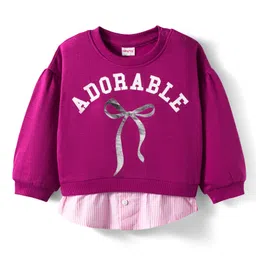 Babyhug Cotton Knit Full Sleeves Sweatshirt With Adorable Print - Dark Pink-picture-12