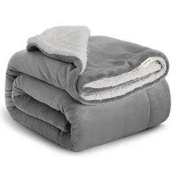 Oyo Baby Solid Single Sherpa Square Blanket for AC Room (Woollen Blend, Grey)-image-71