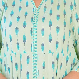 IKRASS Plus Size Geometric Printed Mandarin Collar Empire Anarkali Kurta image 5