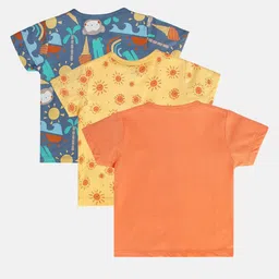 MINI KLUB Cotton Pack Of 3 Half Sleeves Sun & Ice Cream Printed Vests - Blue Yellow & Orange image 3