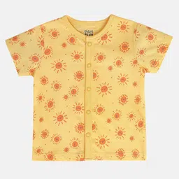 MINI KLUB Cotton Pack Of 3 Half Sleeves Sun & Ice Cream Printed Vests - Blue Yellow & Orange image 4