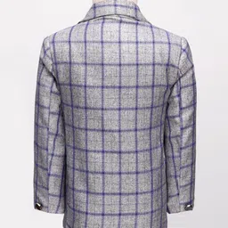 Rikidoos Full Sleeves Checked 4 Piece Party Suit With Tie Set - Blue & Melange image 3