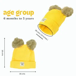 The little lookers Knit Pom Pom Detailed Cap - Yellow image 3
