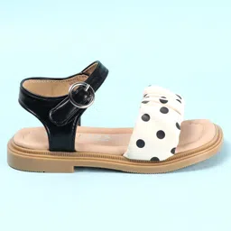 Oh! Pair Sandals with Buckle & Velcro Closure & Polka Dots Print -  Black image 4