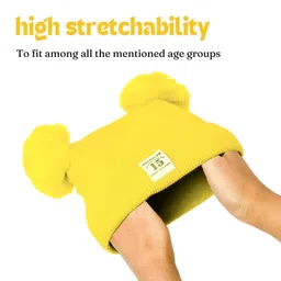 The little lookers Knit Pom Pom Detailed Cap - Yellow image 4