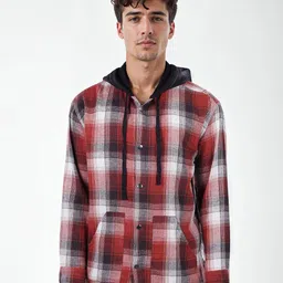 Celio Men Classic Hood Tartan Checked Cotton Casual Shirt-picture-30