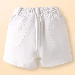 Babyhug Single Jersey Knit Half Sleeves Top & Denim Shorts Set with Floral Print & Frill Detailing - White image 5