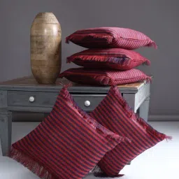 Romee Maroon & Navy Polyester Cushion Covers (40 x 40 cm) - Set of 5-image-14