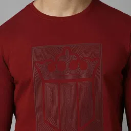Louis Philippe Maroon Cotton Regular Fit Printed Sweatshirt image 4