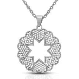 Anayra 92.5 Sterling Silver Diamond Pendant with Link Chain for Women-picture-25
