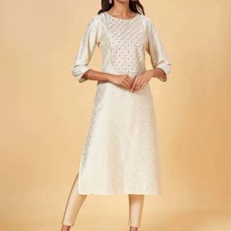 Rangmanch by Pantaloons Off-White Embroidered Straight Kurta-picture-34