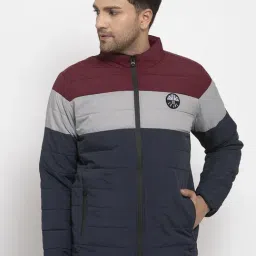 Cantabil Maroon & Blue Regular Fit Striped Jacket-picture-35
