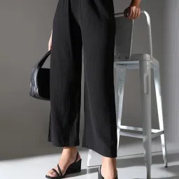showoffff Showoff Black Cotton Straight FitTrouser image 4