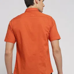 showoffff SHOWOFF Rust Cotton Slim Fit Shirt image 4