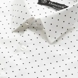 Hancock White & Black Cotton Slim Fit Printed Shirt image 4