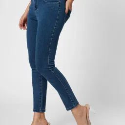 Vero Moda Blue Blended Skinny Fit Mid Rise Jeans image 4