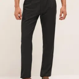 The Bear House Black Solid Regular Fit Trousers-image-54