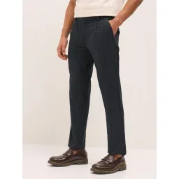 The Bear House Blue Solid Regular Fit Trousers image 3