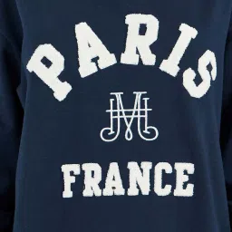 Styli Blue Self Design Sweatshirt image 4