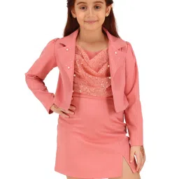 Cutecumber Girls Coralpink Party Dress With Jacket image 4