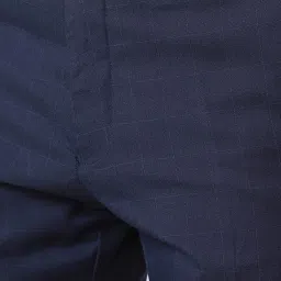 Van Heusen Navy Slim Fit Checks Trousers image 4
