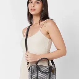 Caprese Callie Black Faux Leather Printed Handbag-image-43