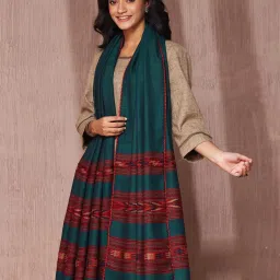 Fabindia Blue Wool Regular Fit Woven Shawl image 4