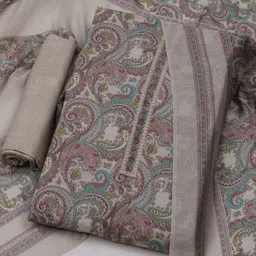 Meena Bazaar Women Beige Printed Cotton Blend Printed Unstitched Dress Material-image-24