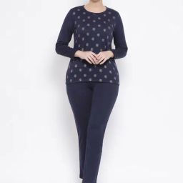 Kanvin Navy Printed Top With Pyjamas-picture-7