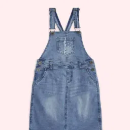 Pantaloons Junior Kids Blue Cotton Embellished Dungaree-image-33