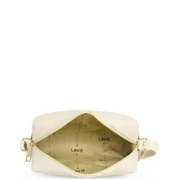 Lavie Hilite Off White & Tan Synthetic Solid Sling Handbag image 4