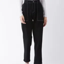 Miss Chase Black Relaxed Fit High Rise Jeans-image-76