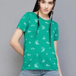 Colour Me by Melange Green Floral Print T-Shirt-picture-11
