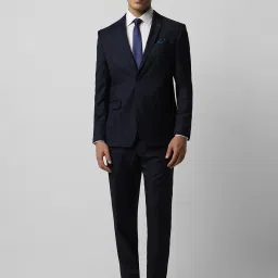 Van Heusen Navy Slim Fit Checks Two Piece Suits image 4