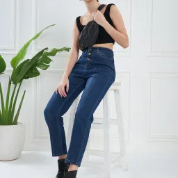 KASSUALLY Blue Relaxed Fit Mid Rise Jeans image 4
