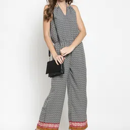 Sera Women White & Black Printed Basic Jumpsuit image 5