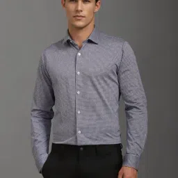 Louis Philippe Navy Cotton Slim Fit Printed Shirt-picture-28