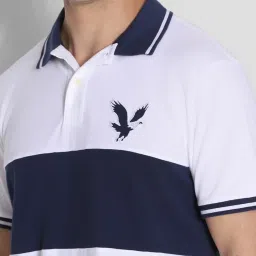American Eagle Outfitters White Regular Fit Colour Block Polo T-Shirt image 4