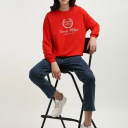 TOMMY HILFIGER Red Cotton Graphic Print Sweatshirt image 4