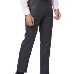 Raymond Grey Slim Fit Checks Trousers image 4
