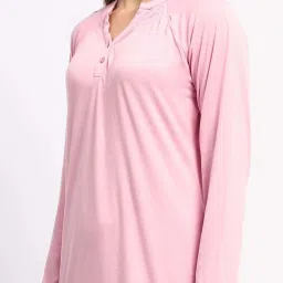 MADAME M Secret Pink Plain Night Suit image 4