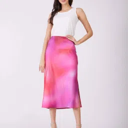 FableStreet Pink Polyester Ombre Skirt image 4