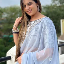 Saree Mall Grey Embroidered Saree With Unstitched Blouse image 4