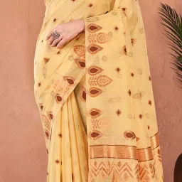 Saree Mall Yellow Woven Saree With Unstitched Blouse image 4